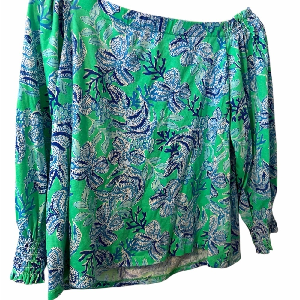 NWOT Lilly Pulitzer Small Lessa Off Shoulder Tropical Vacation Vibes Resort - Picture 4 of 5
